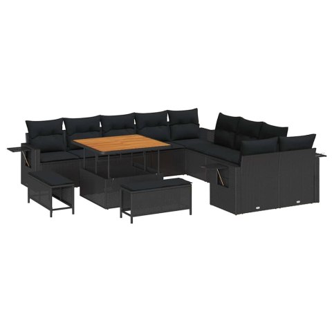 Zestaw Sof na Ogród 13 pcs Czarny polirattan