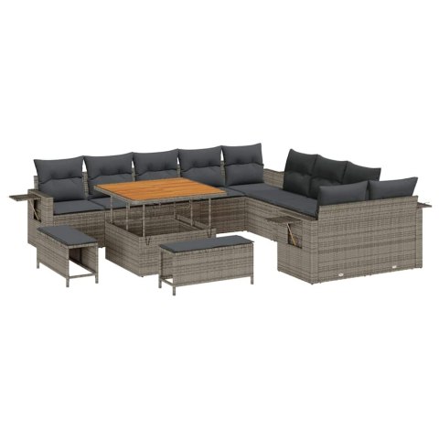 Zestaw Sof na Ogród 13 pcs Szary polirattan