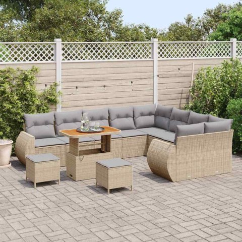 Zestaw Sof na Ogród 12 pcs Beżowy polirattan