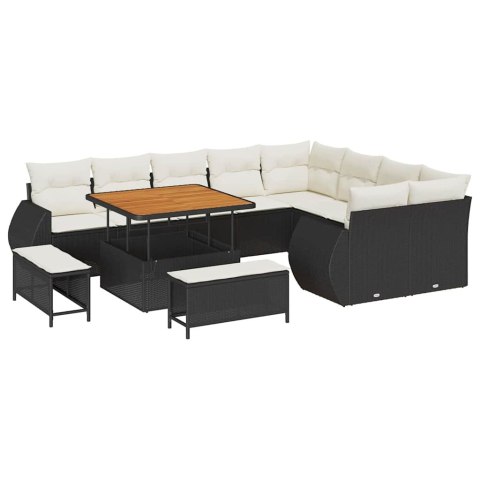 Zestaw Sof na Ogród 12 pcs Czarny polirattan