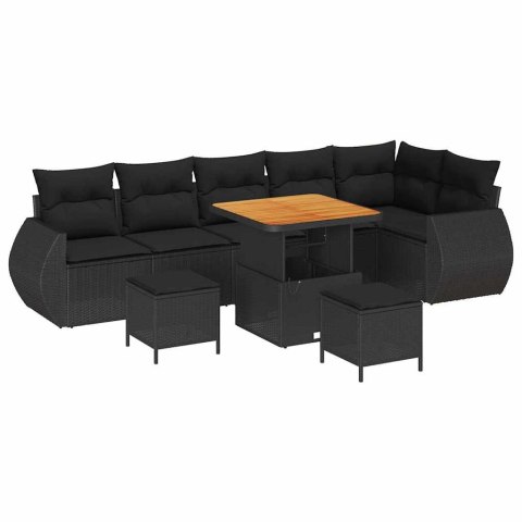 Zestaw Sof na Ogród 9 pcs Czarny polirattan