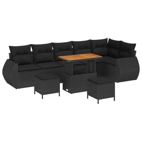 Zestaw Sof na Ogród 9 pcs Czarny polirattan
