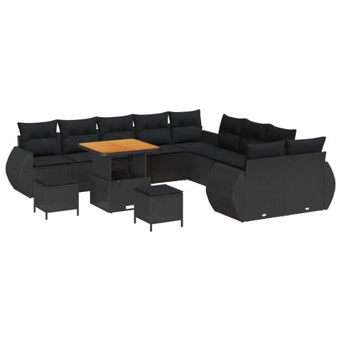 Zestaw Sof na Ogród 13 pcs Czarny polirattan
