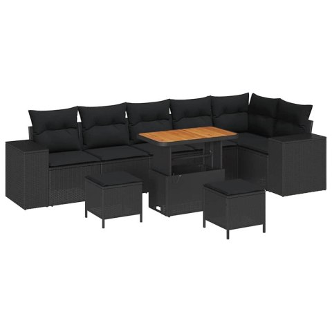 Zestaw Sof na Ogród z poduszką 9 pcs Czarny polirattan