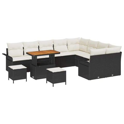 Zestaw Sof na Ogród 12 pcs Czarny polirattan