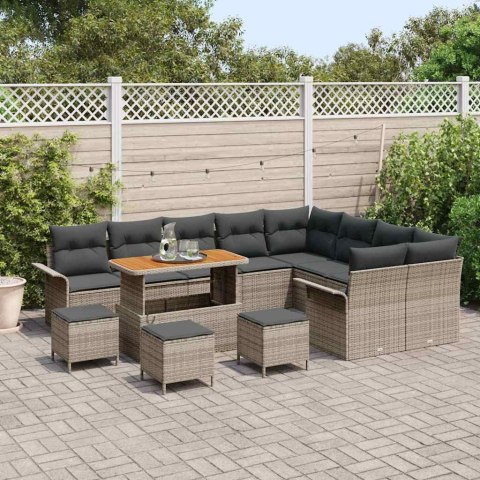 Zestaw Sof na Ogród 13 pcs Szary polirattan