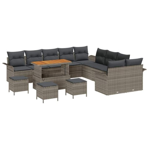 Zestaw Sof na Ogród 14 pcs Szary polirattan