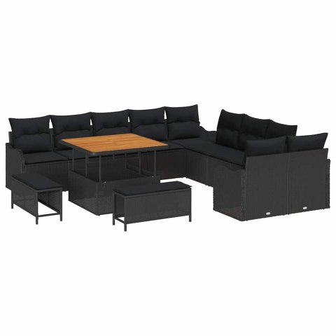 Zestaw Sof na Ogród 13 pcs Czarny polirattan
