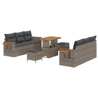 Zestaw Sof na Ogród z poduszką 9 pcs Szary