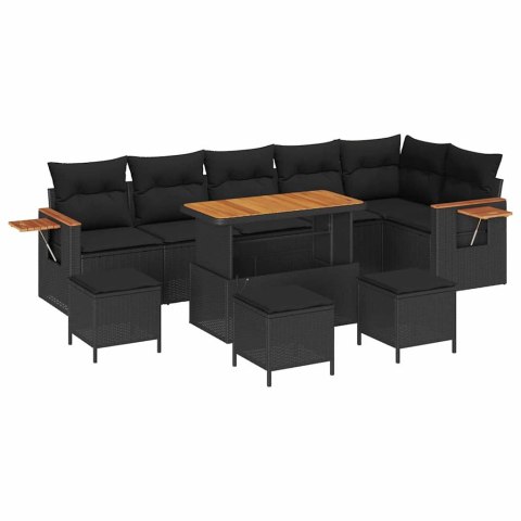 Zestaw Sof na Ogród z poduszką 10 pcs Czarny