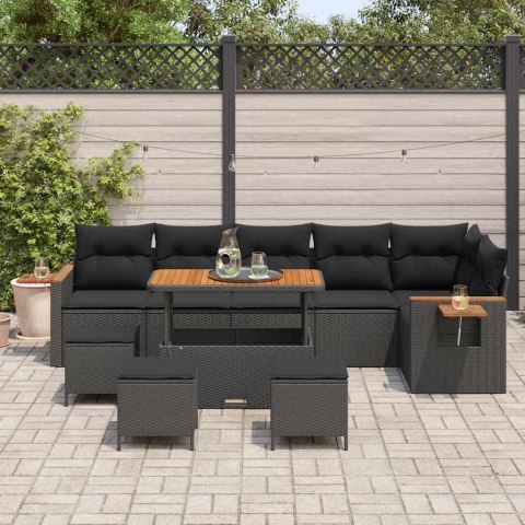 Zestaw Sof na Ogród z poduszką 10 pcs Czarny