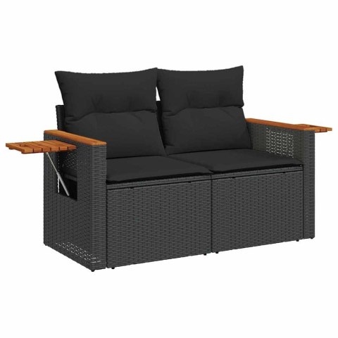 Zestaw Sof na Ogród z poduszką 9 pcs Czarny