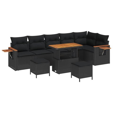 Zestaw Sof na Ogród z poduszką 9 pcs Czarny