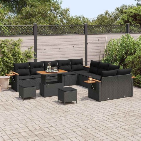 Zestaw Sof na Ogród z poduszką 13 pcs Czarny