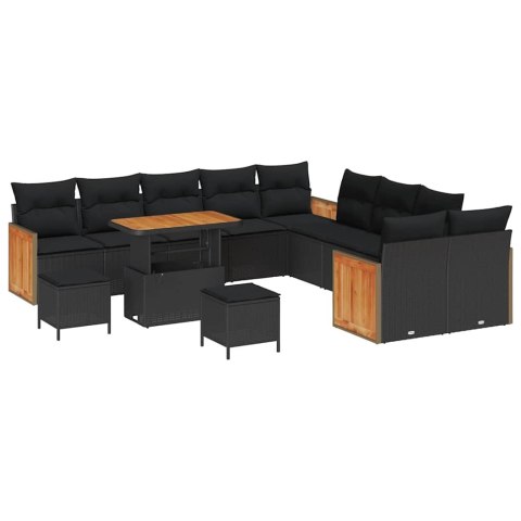 Zestaw Sof na Ogród z poduszką 13 pcs Czarny
