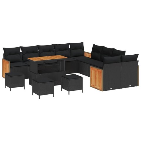 Zestaw Sof na Ogród z poduszką 14 pcs Czarny