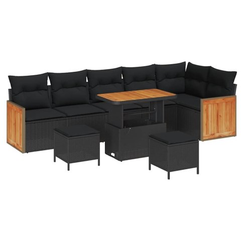 Zestaw Sof na Ogród z poduszką 9 pcs Czarny