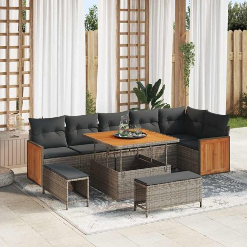 Zestaw Sof na Ogród z poduszką 9 pcs Szary