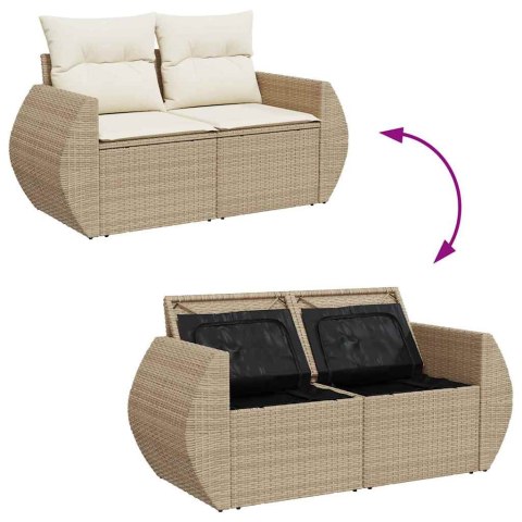 Zestaw Sof na Ogród 10 pcs Beżowy i kremowy Rattan poli