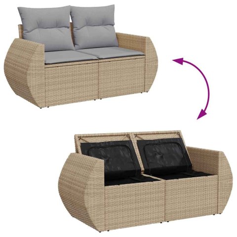 Zestaw Sof na Ogród 12 pcs Beżowy i jasnoszary Rattan poli