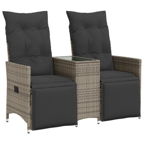 Rozkładana sofa ogrodowa dla 2 os., ze stolikiem, szara