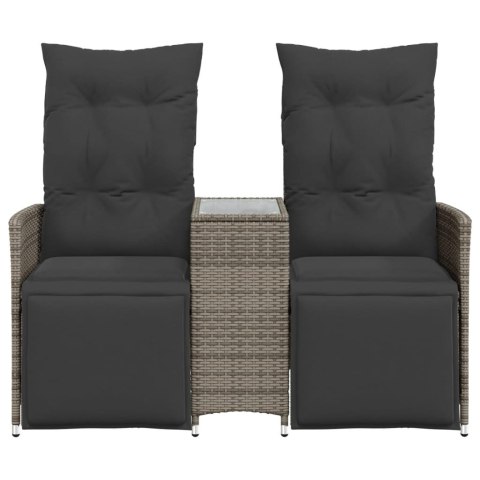 Rozkładana sofa ogrodowa dla 2 os., ze stolikiem, szara