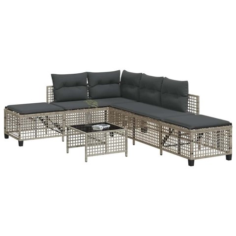 vidaXL 3-cz. narożna sofa ogrodowa z poduszkami, jasnoszara