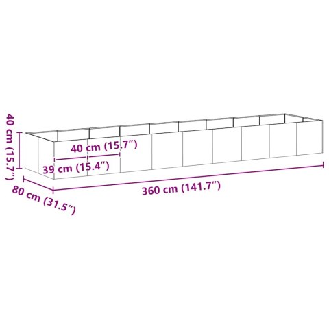 Doniczka 360x80x40 cm Stal nierdzewna