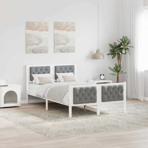 Ramka łóżka Jasnoszary 135 x 190 cm Lite drewno sosnowe