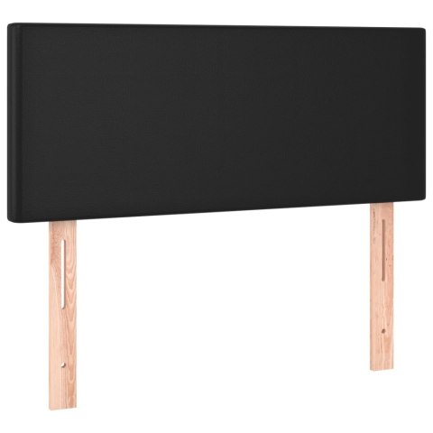 Łóżko kontynentalne z materacem, czarne, ekoskóra 80x200 cm