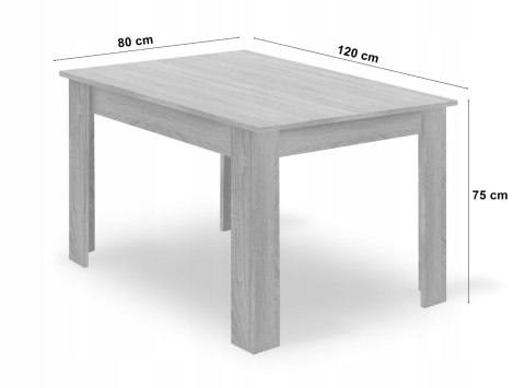 Zestaw stół prostokątny 120x80 dąb sonoma + 4 krzesła MARK białe