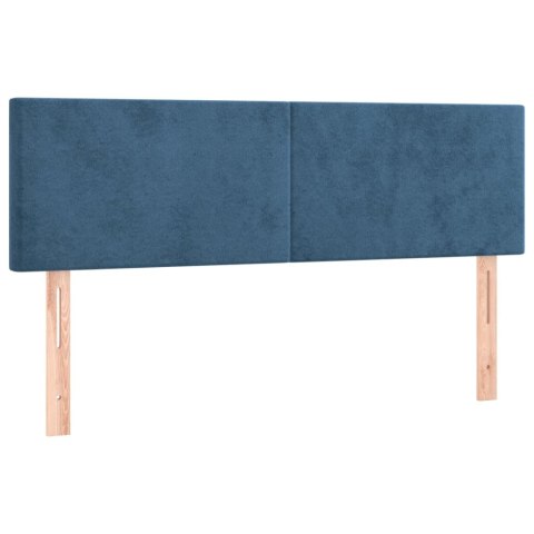 Łóżko kontynentalne, materac i LED, niebieski aksamit 140x190cm