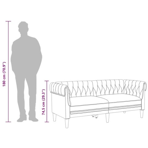 Sofa Chesterfield, dwuosobowa, niebieska, obita tkaniną