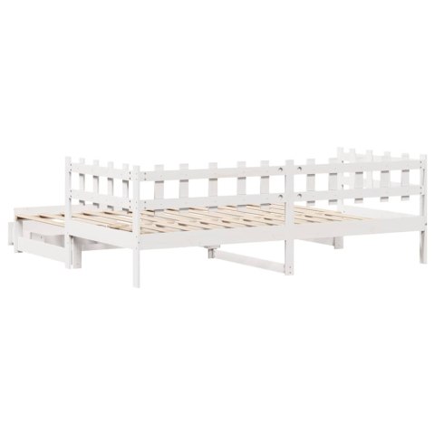 Sofa rozsuwana z szufladami, bez materaca, białe, 90x200 cm