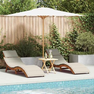 Leżak 2-osoba 2 pcs Biały 184 x 55 x 64cm Lite drewno akacjowe