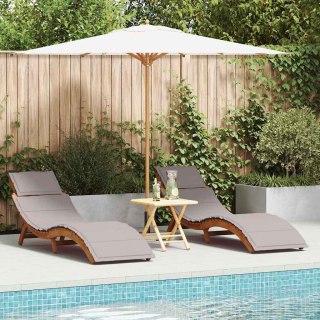 Leżak 2 pcs Ciemnoszary 184 x 55 x 64cm Lite drewno akacjowe