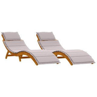 Leżak 2 pcs Ciemnoszary 184 x 55 x 64cm Lite drewno akacjowe