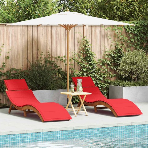 Leżak 2 pcs Czerwony 184 x 55 x 64cm Lite drewno akacjowe