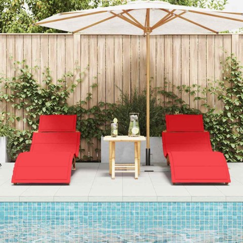 Leżak 2 pcs Czerwony 184 x 55 x 64cm Lite drewno akacjowe