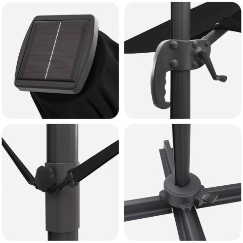 Parasol plażowy Czarny 351 x 250 x 253 cm Poliester i aluminium