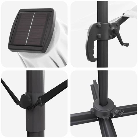 Parasol plażowy Ze LED Lights piaskowy 351 x 250 x 253 cm