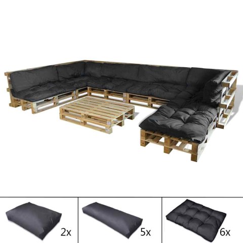 Poduszka do sofy paletowej 13 pcs Czarny 120 x 80 x 10 cm