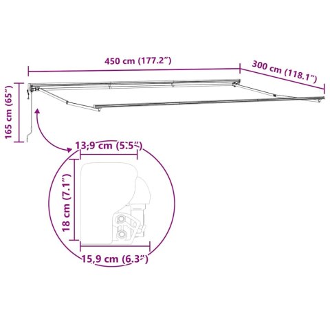 Rama markizy Antracyt 4,5 × 3 m Stal malowana proszkowo
