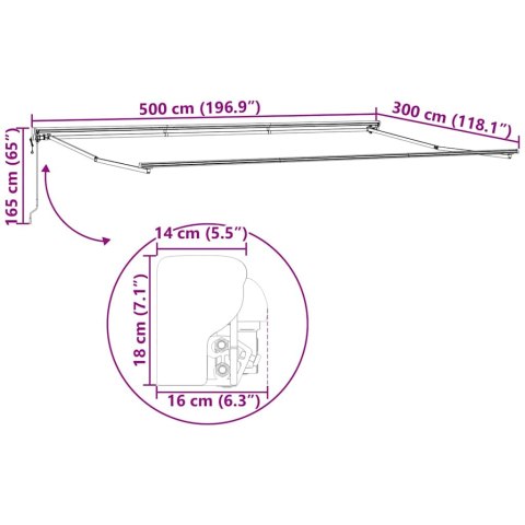 Rama markizy Antracyt 5 x 3 m Stal malowana proszkowo