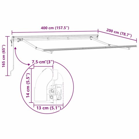 Rama markizy Biały 4 x 2 m Metal