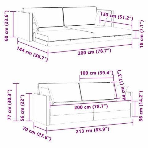 Sofa podłogowa z funkcją spania Jasnoszary 213 x 70 x 77 cm