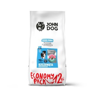 JOHN DOG Good Form Puppy Kurczak z wołowiną - sucha karma dla psa - 12 kg