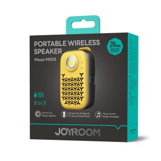 Głośnik przenośny z latarką magnesem klipsem Bluetooth IP67 - żółty