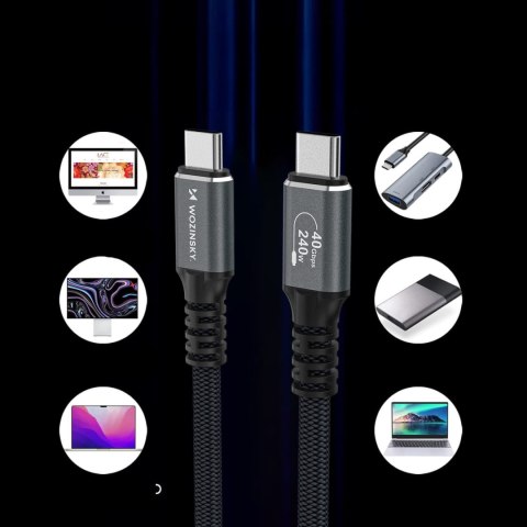 Kabel przewód USB-C Thunderbolt 4 240W 2m 4K - czarny
