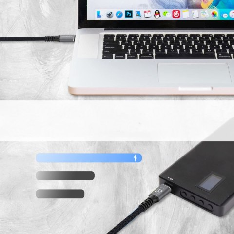 Kabel przewód USB-C Thunderbolt 4 240W 2m 4K - czarny